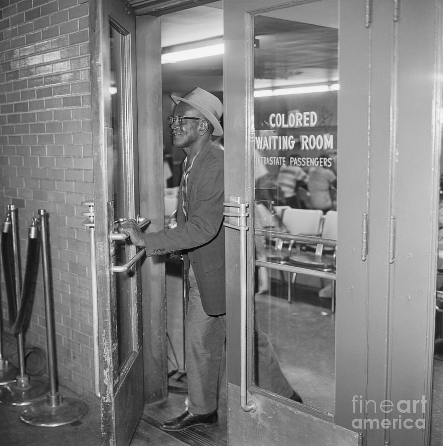 Man Exiting Colored Waiting Room Photograph by Bettmann