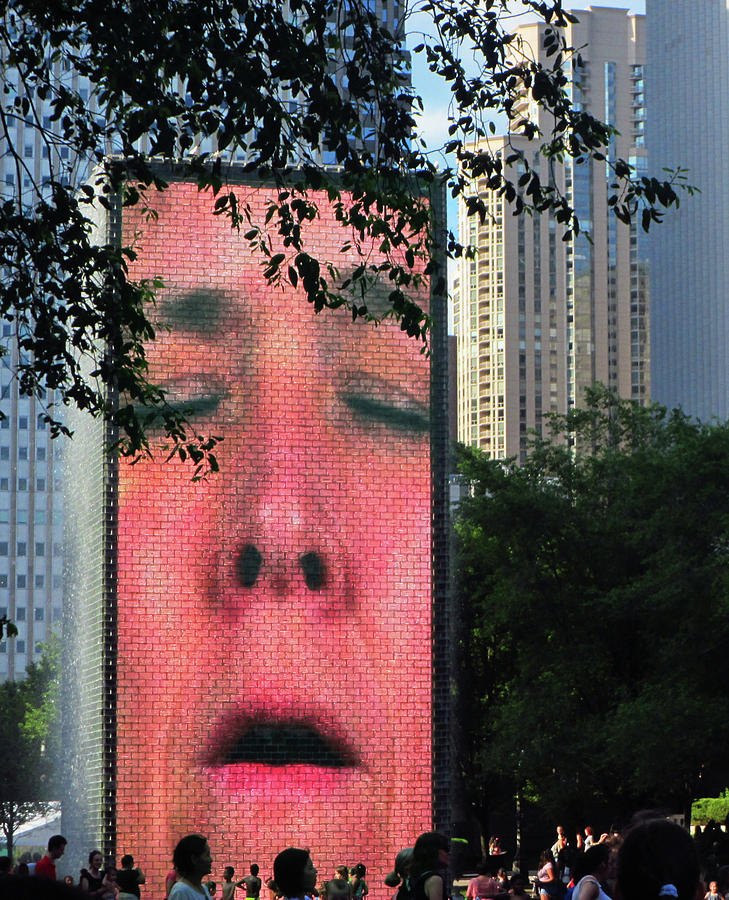 Man Face Crown Fountain Chicago Photograph by Marilyn Hunt