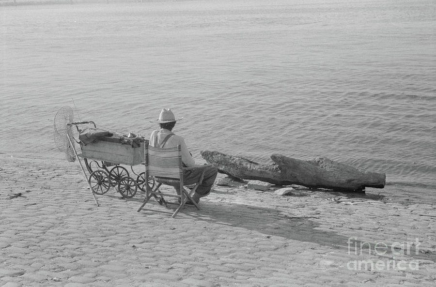 Marion Post Wolcott Photograph - Man Fishing Along Ohio River, Louisville, Kentucky, 1940 by Marion Post Wolcott