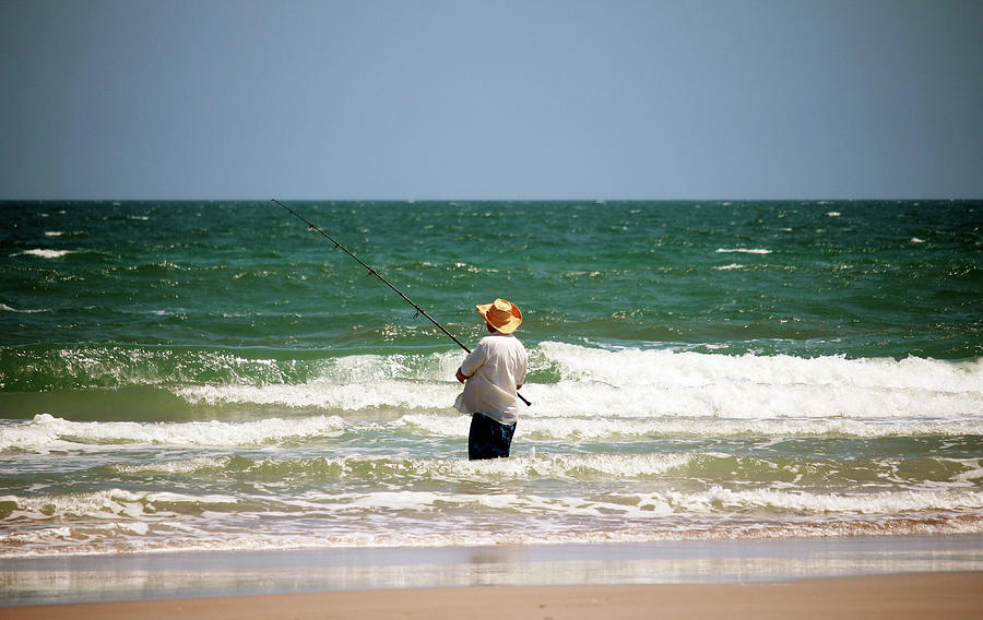 Man Fishing In The Surf Photograph by Cynthia Guinn
