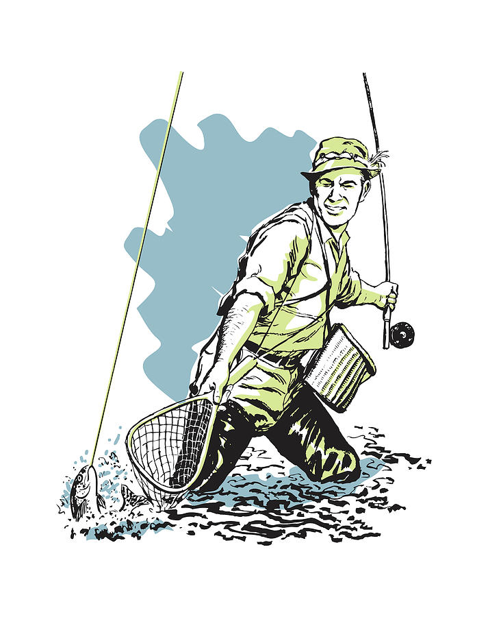 man fishing drawing