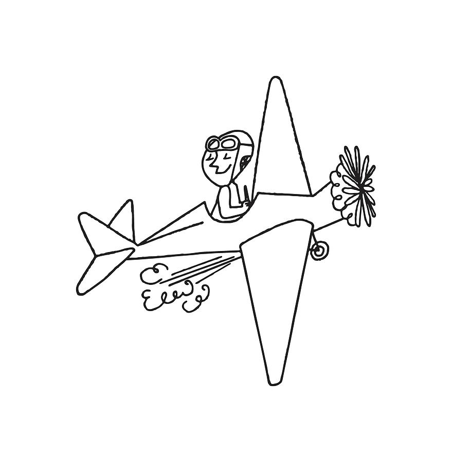 Paper airplane. Sketch Flying plane. Doodle outline illustration 16717135  Vector Art at Vecteezy