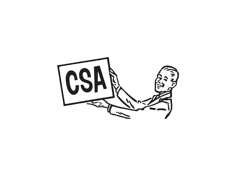 Man Holding up CSA Sign Drawing by CSA Images - Fine Art America