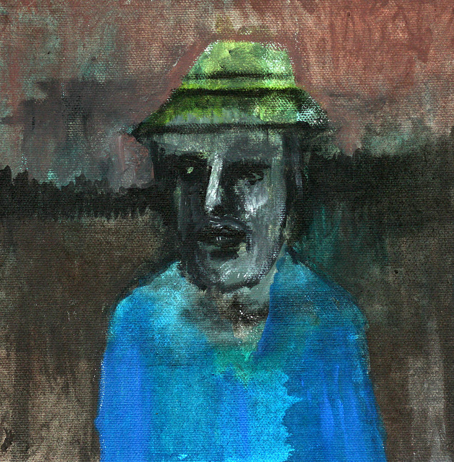 Man in a green hat Painting by Edgeworth Johnstone