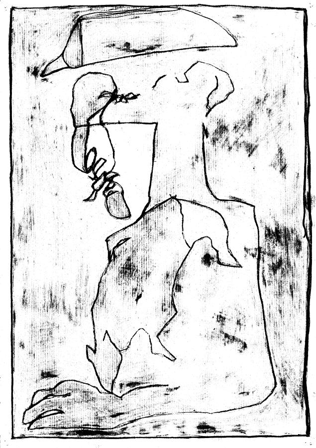 Man in a hat profile Drawing by Edgeworth Johnstone