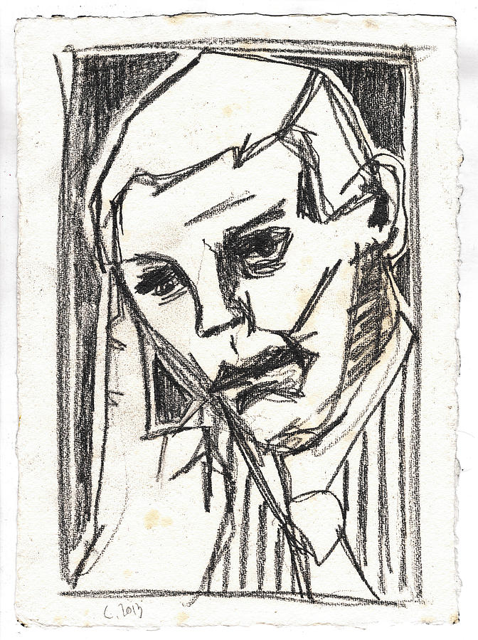 Man in a Tie Pencil Drawing by Edgeworth Johnstone
