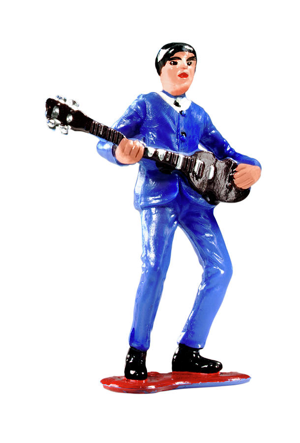 Bass Drawing - Man in Blue Suit Playing Guitar by CSA Images
