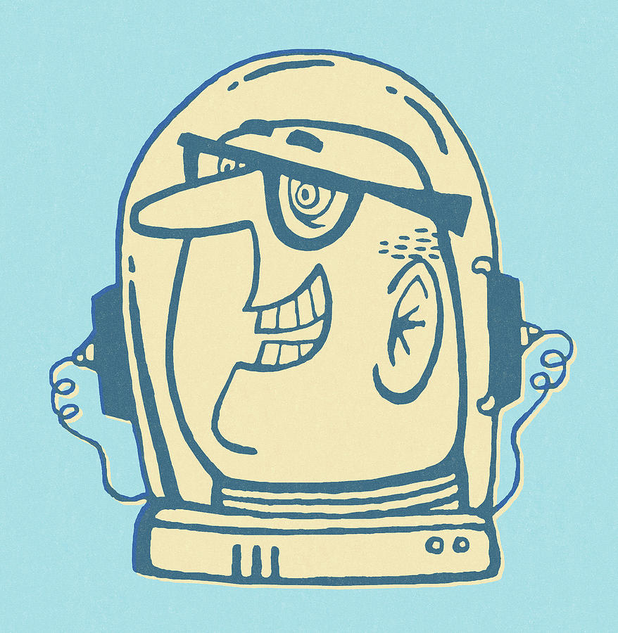 Science Fiction Drawing - Man in Space Helmet by CSA Images