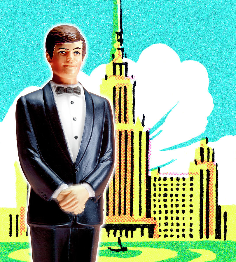 Architecture Drawing - Man in Tux in Front of Skyline by CSA Images