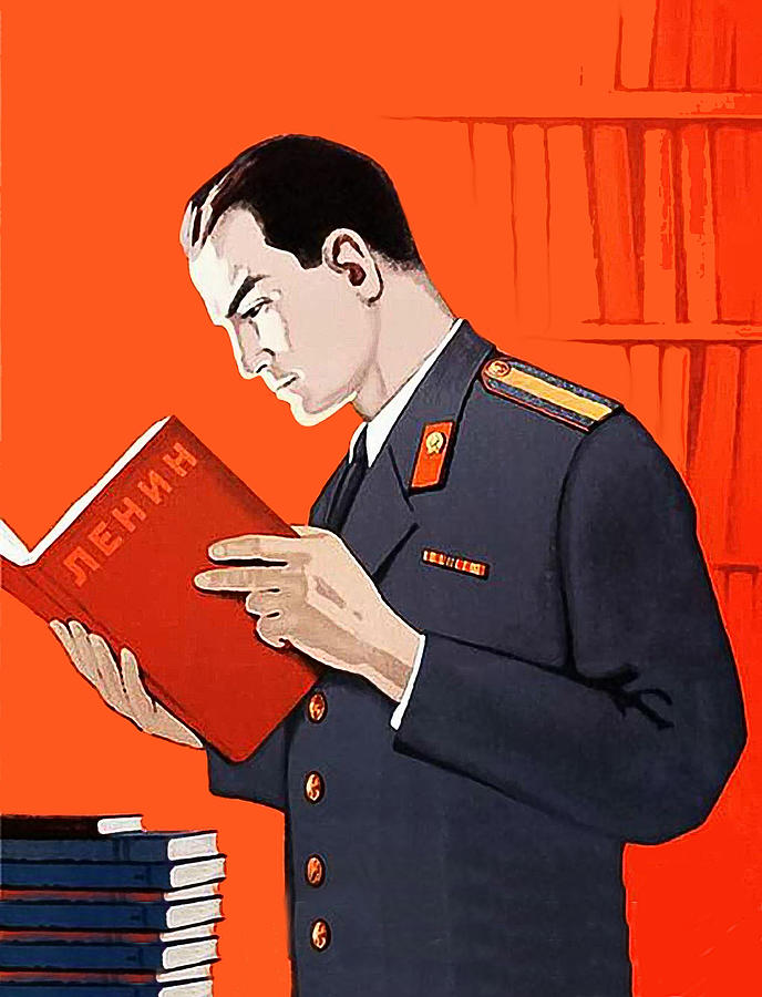 Man is reading Lenin books Digital Art by Long Shot