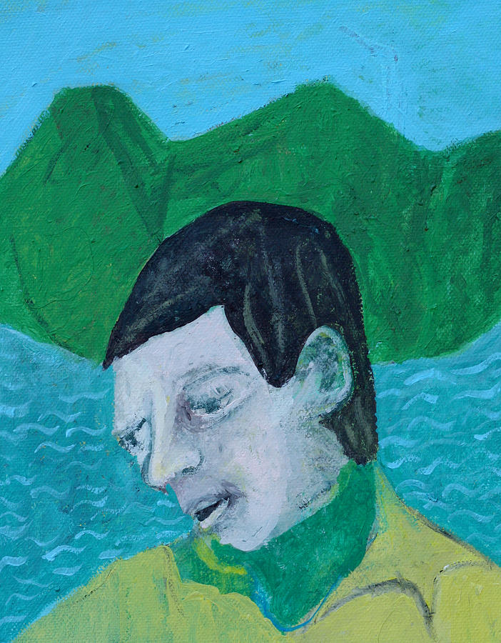 Man leaving an island Painting by Edgeworth Johnstone