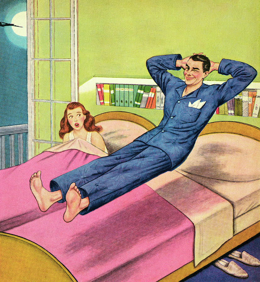 Magic Drawing - Man Levitating Over Bed by CSA Images
