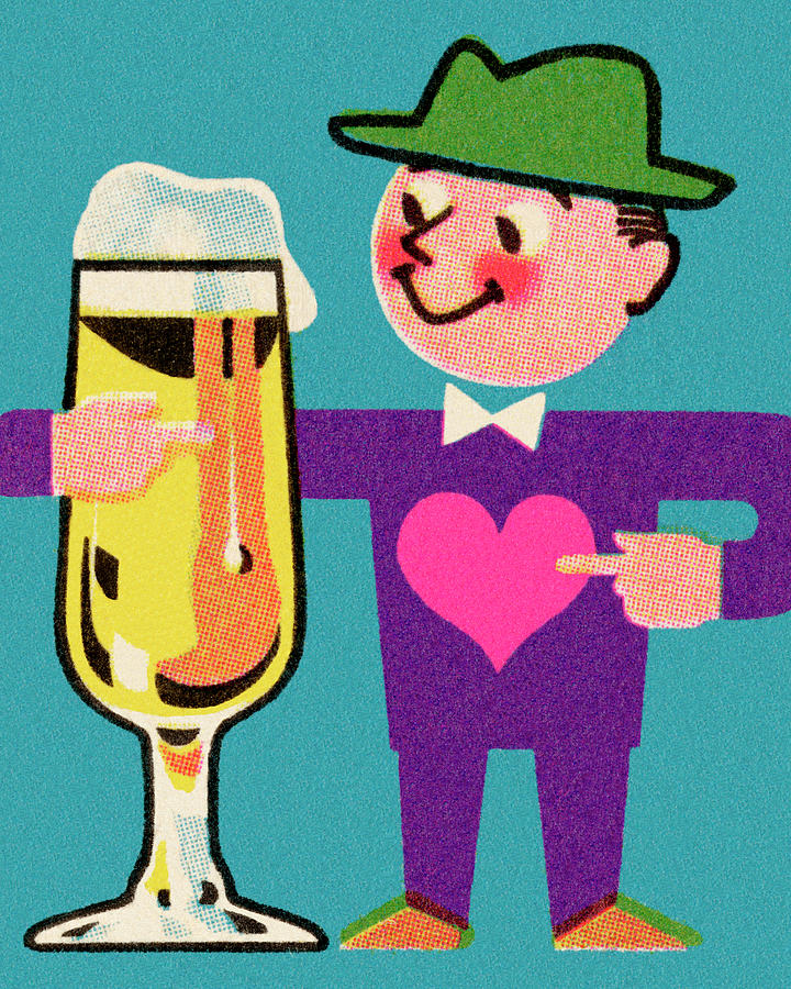 Beer Drawing - Man Loving Beer by CSA Images