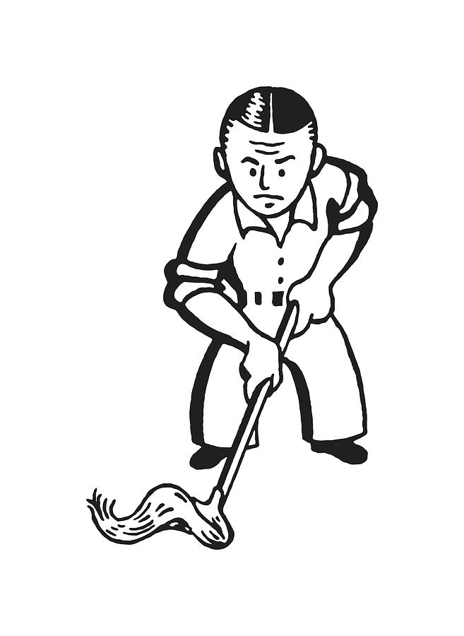 Man Mopping Floor Drawing by CSA Images - Fine Art America