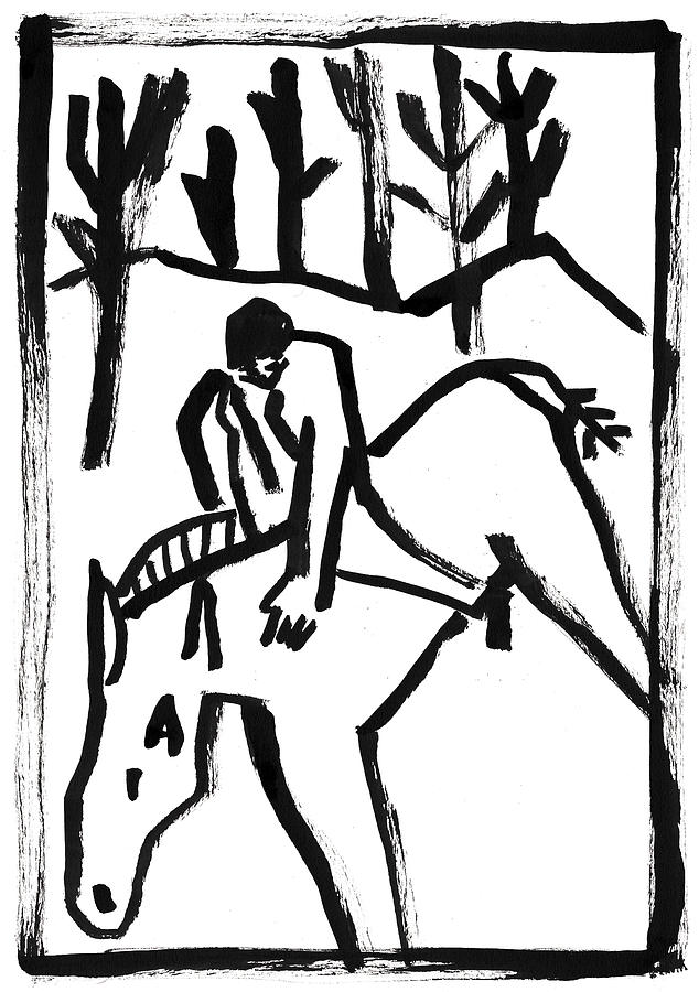 Man on horseback Painting by Edgeworth Johnstone