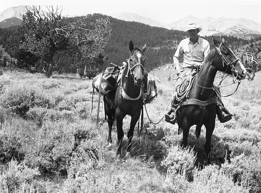 Black And White Photograph - Man On Horseback by George Marks