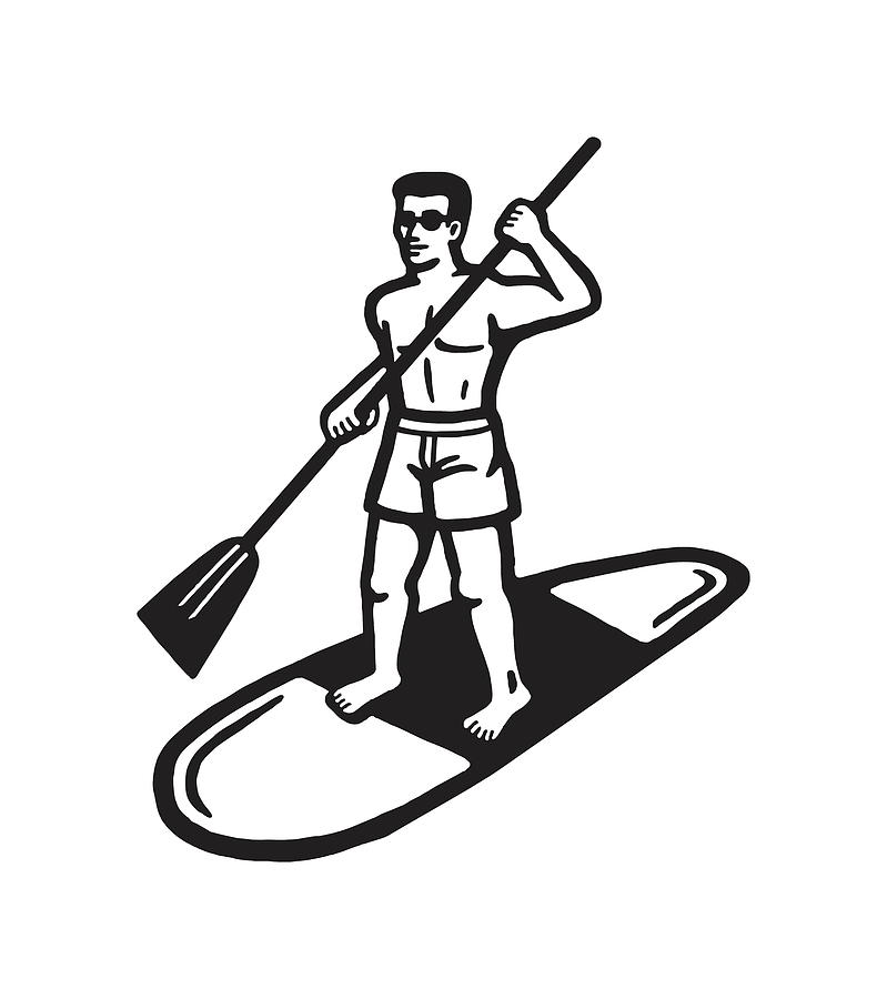 Man Paddleboarding Drawing by CSA Images - Fine Art America