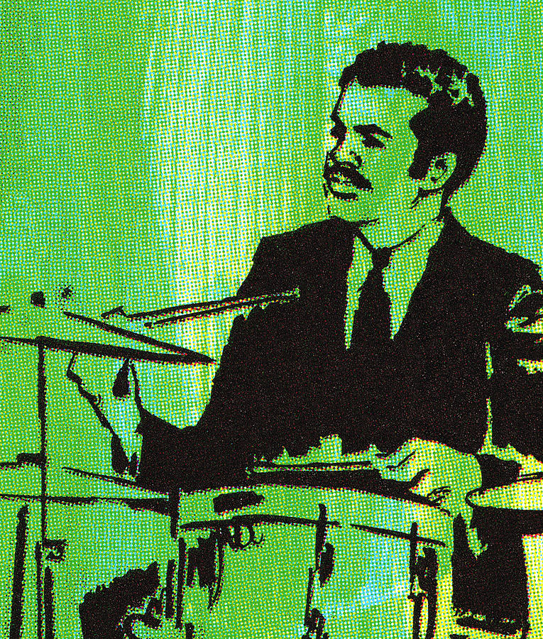 Jazz Drawing - Man Playing a Drum Set by CSA Images