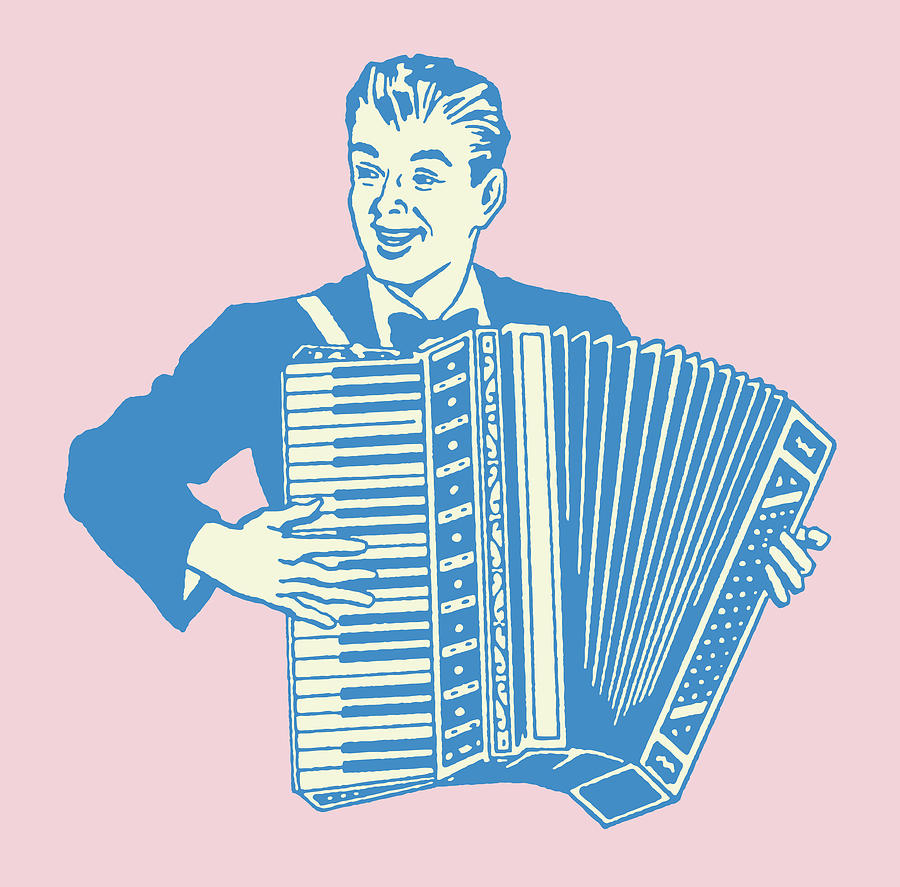 Music Drawing - Man Playing Accordion by CSA Images