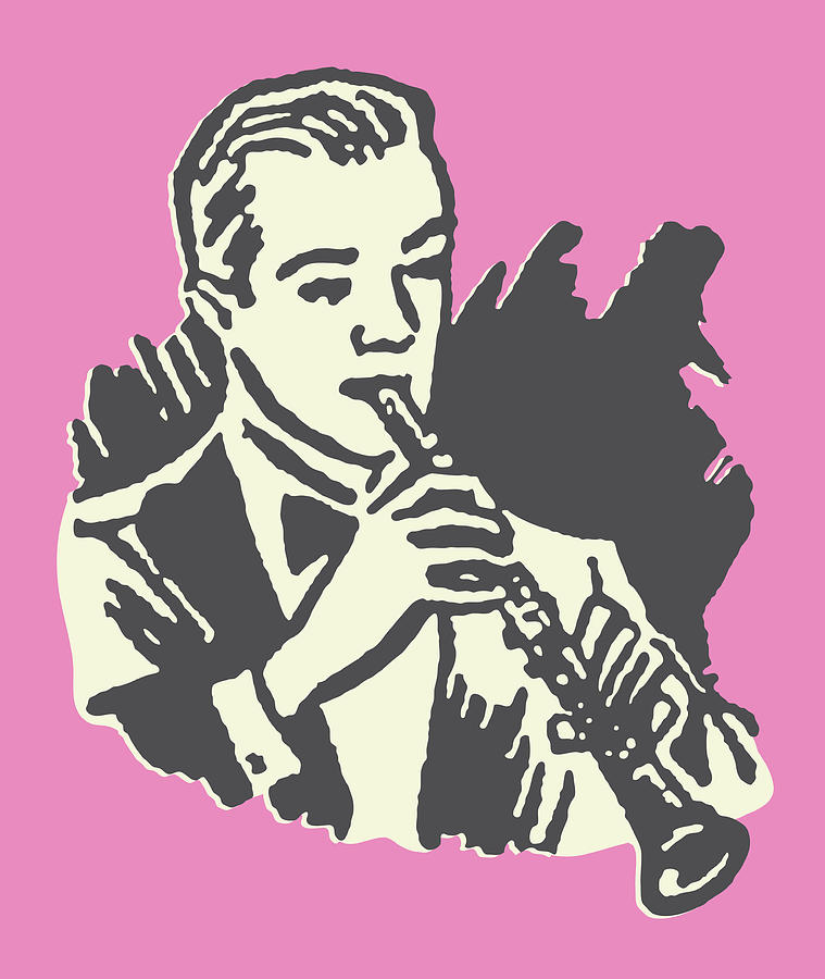 Jazz Drawing - Man Playing Clarinet by CSA Images