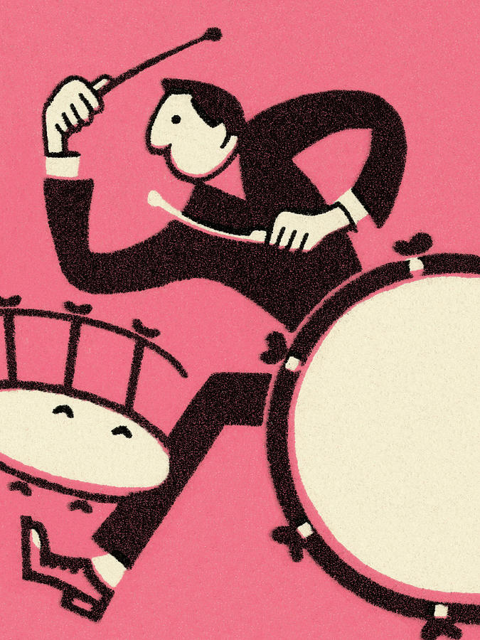Jazz Drawing - Man Playing Drums by CSA Images