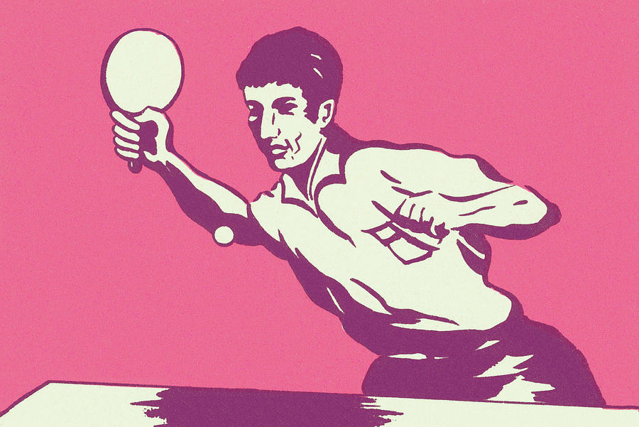 Sports Drawing - Man Playing Ping Pong by CSA Images