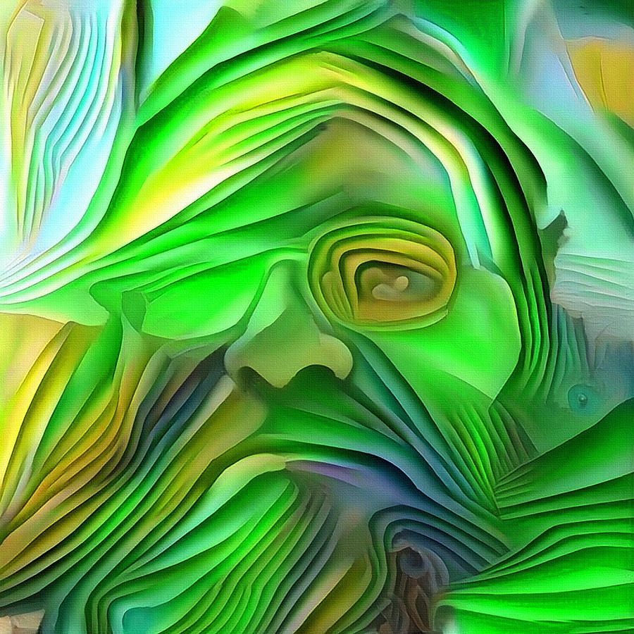 Abstract Digital Art - Man portrait in green color by Bruce Rolff