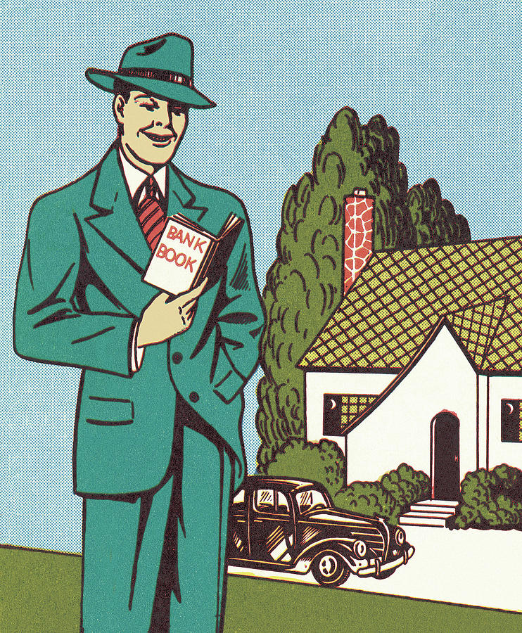 Transportation Drawing - Man Purchasing a House by CSA Images