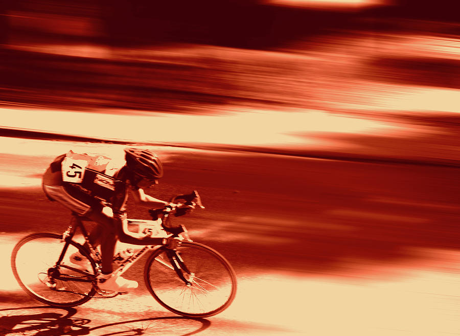 Man Racing Bicycle Photograph by Maodesign