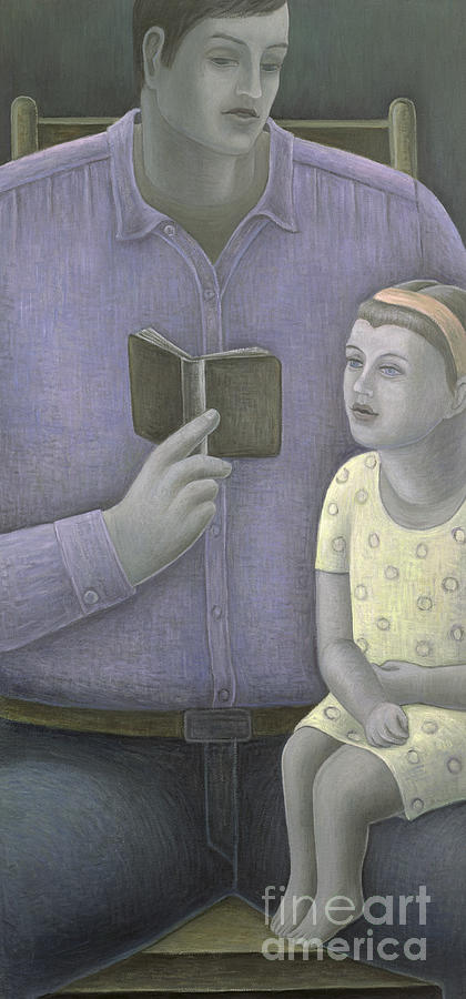Man Reading To Girl, 2003 Painting by Ruth Addinall