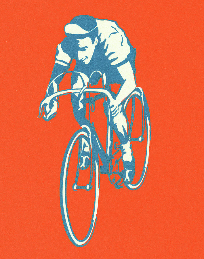 Sports Drawing - Man Riding Bicycle by CSA Images