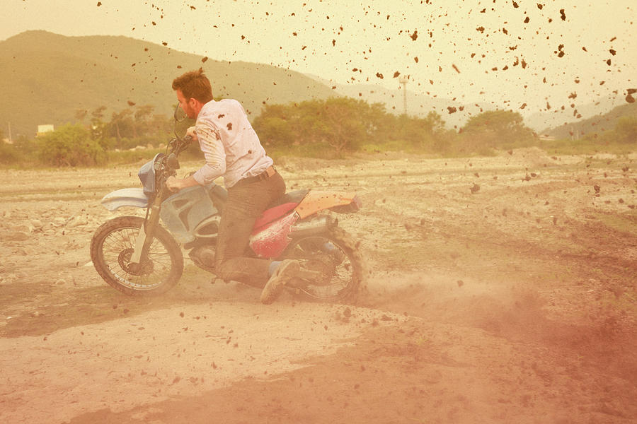 Man Riding Bike On Dirt Track Photograph by Greg Samborski