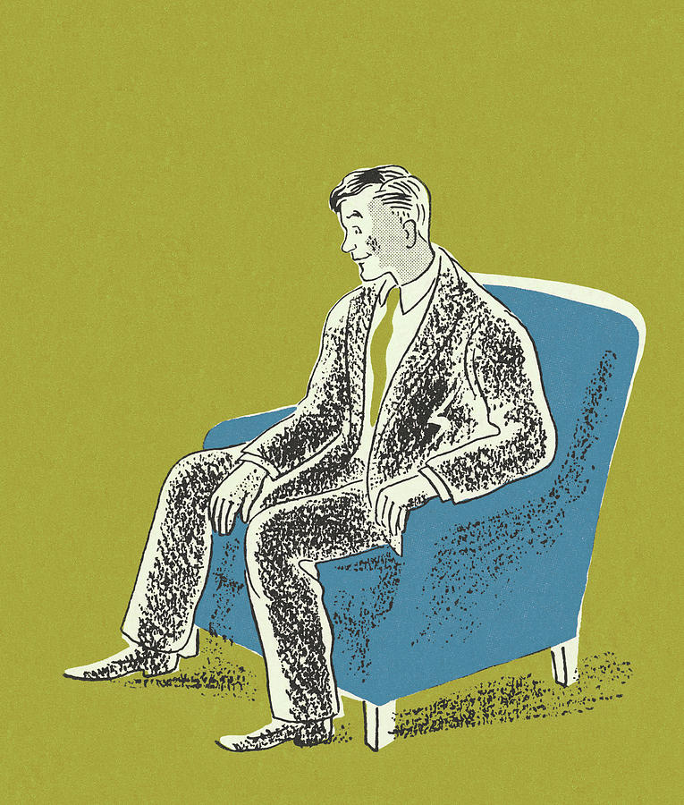 Vintage Drawing - Man Sitting in an Armchair by CSA Images