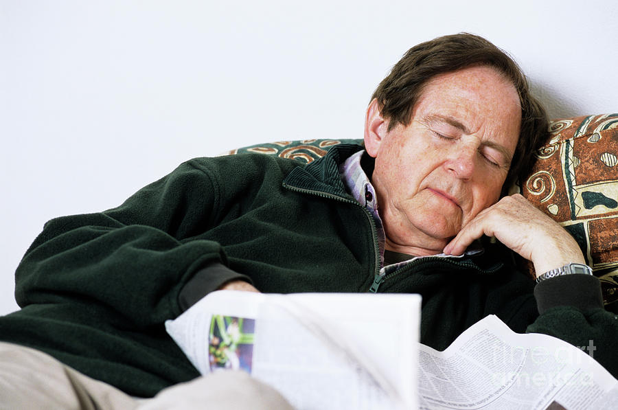 Man Sleeping On A Sofa Photograph by Lea Paterson/science Photo Library