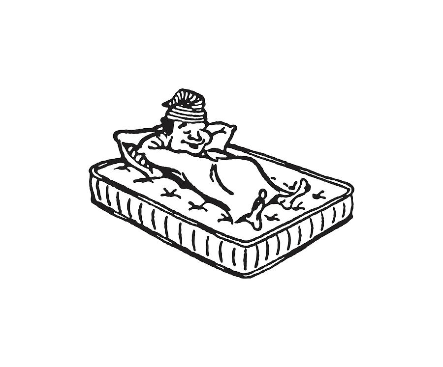 Man Sleeping On Bare Mattress Drawing By CSA Images Fine Art America