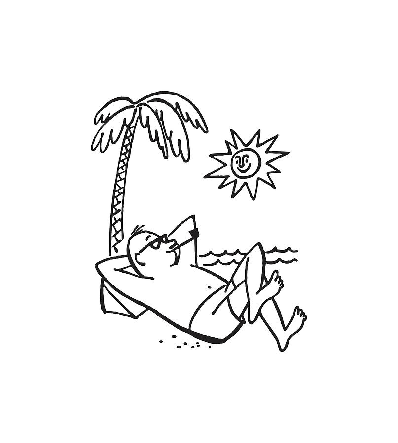 Man Smoking a Pipe Against a Palm Tree Under the Sun Drawing by CSA ...