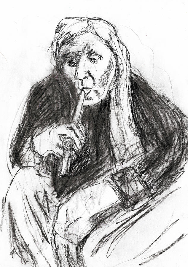 Man Smoking a Pipe Drawing by Edgeworth Johnstone