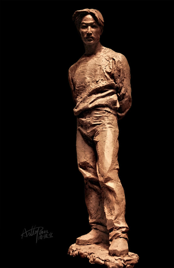 Man standing full body statue-ArtToPan carving- character realistic clay sculpture Sculpture by Artto Pan