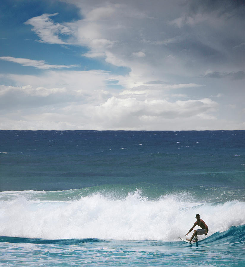 Man Surfing On Beach Photograph by Ed Freeman