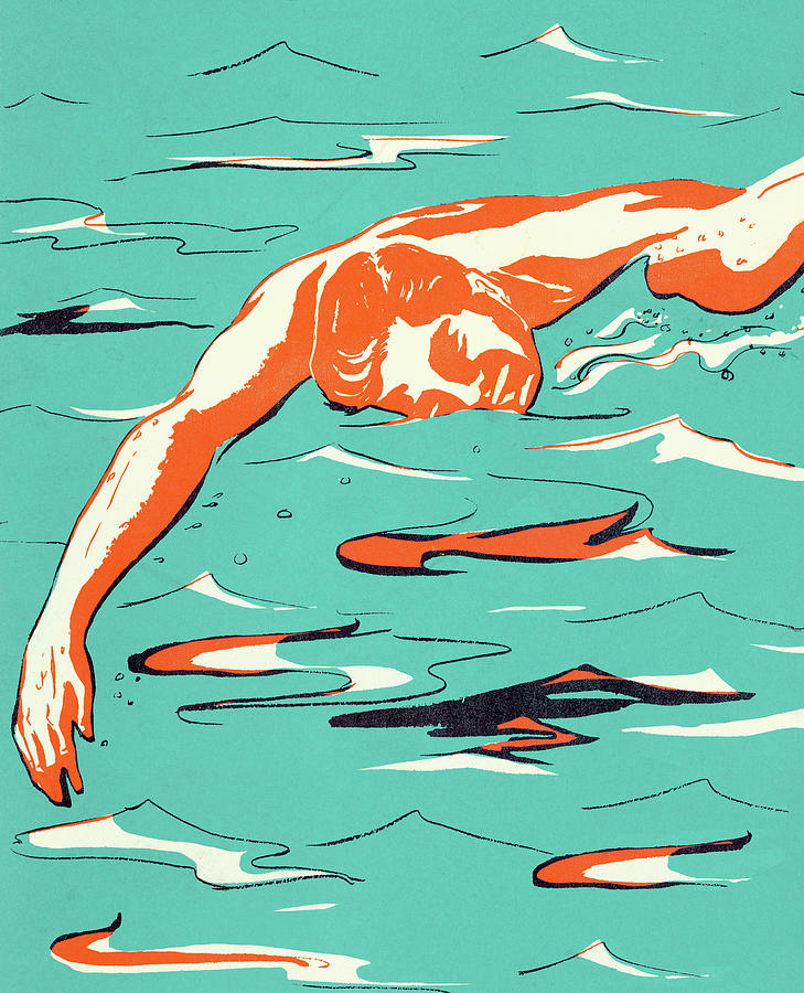 Sports Drawing - Man Swimming by CSA Images