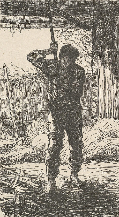 Man Threshing Wheat by Jean-Francois Millet Man Threshing Wheat by Jean-Francois Millet