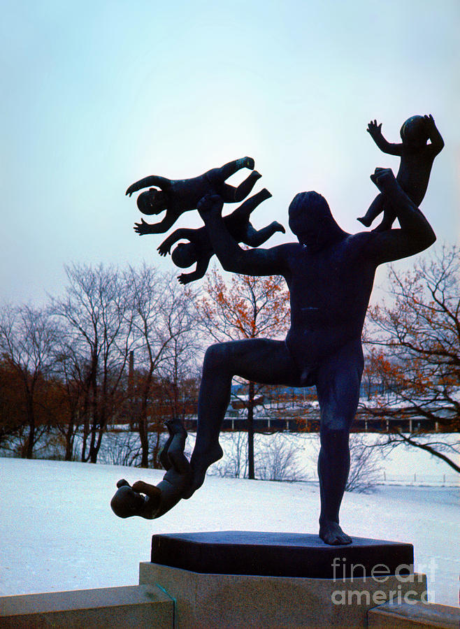 Man under attack from genii spirits, Sculpture, Statue by Gustav Vigeland Photograph by Wernher Krutein