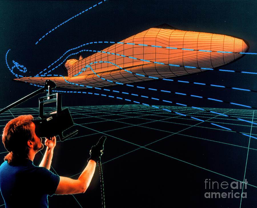 Man Uses Virtual Reality Headset In A Wind Tunnel Photograph by Nasa/science Photo Library