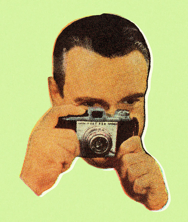 Vintage Drawing - Man Using a Camera by CSA Images