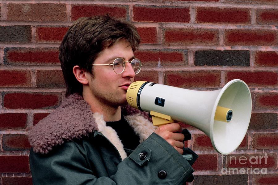 Man Using A Megaphone Photograph by Science Photo Library - Fine Art ...