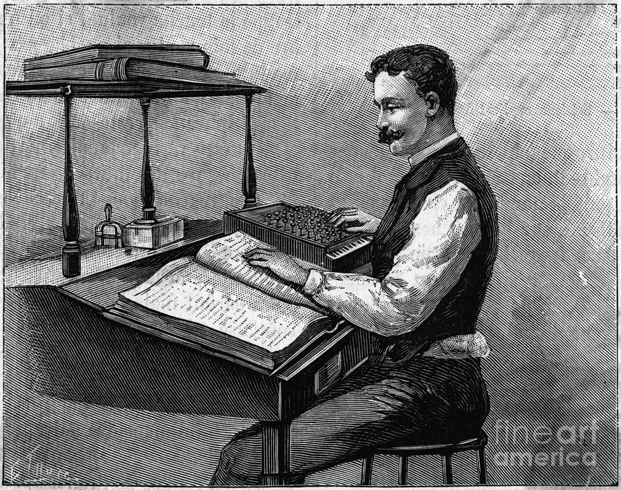 Man Using Adding Machine by Bettmann
