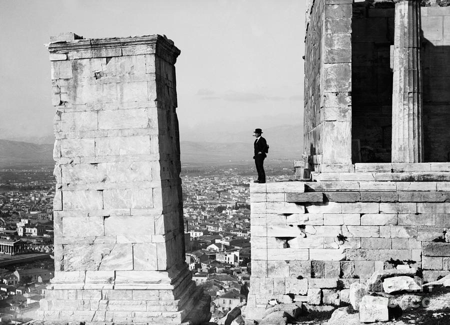 Man Viewing Athens From The Acropolis Photograph by Bettmann Man Viewing Athens From The Acropolis Photograph by Bettmann