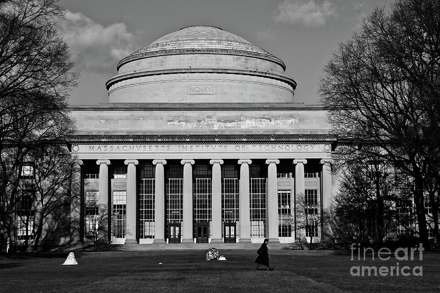 Man walking in front of the main building of MIT, Massachusetts Institute of Technology Photograph by Joaquin Corbalan