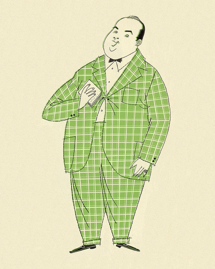 Vintage Drawing - Man Wearing Checked Suit by CSA Images