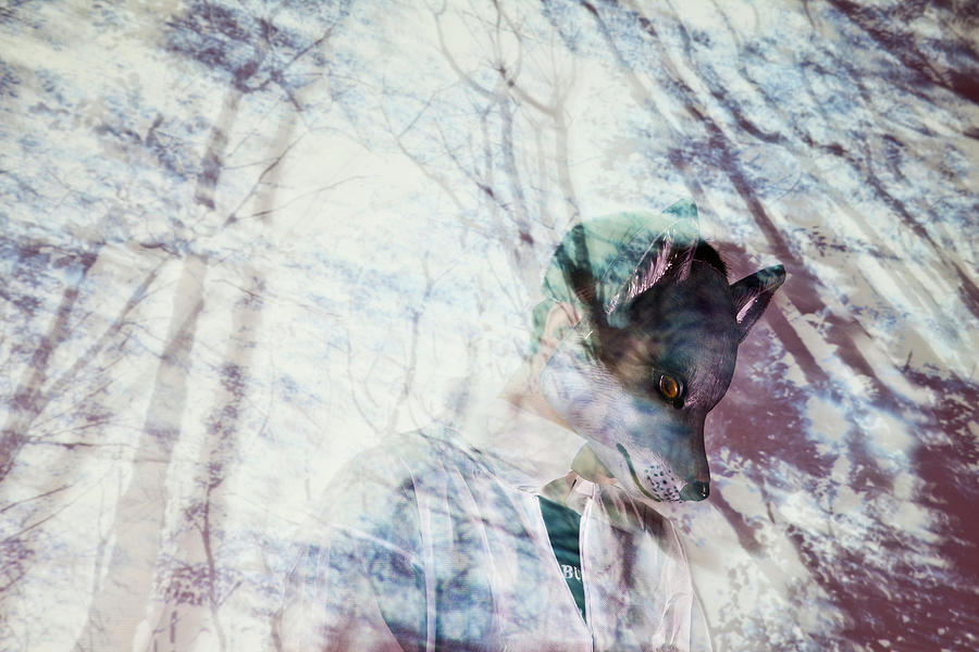 Man Wearing Wolf Mask With Projection Photograph by Win-initiative Man Wearing Wolf Mask With Projection Photograph by Win-initiative